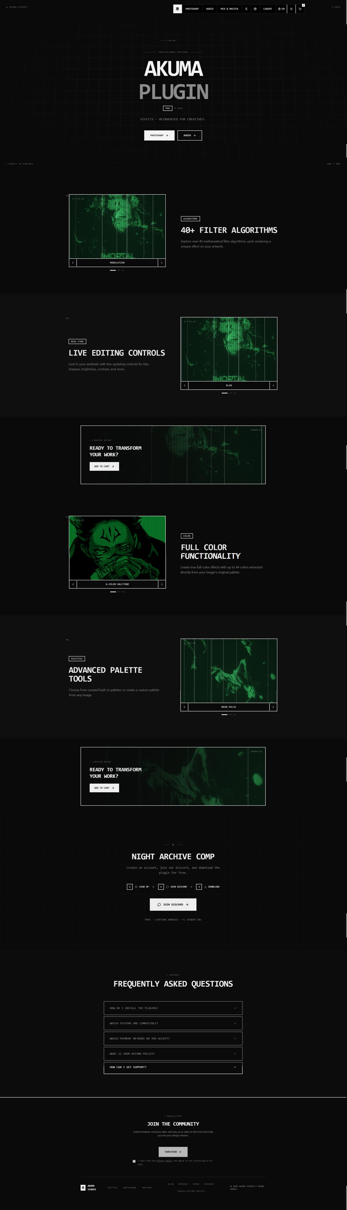 Akuma Plugin Studio Website — Dark Mode