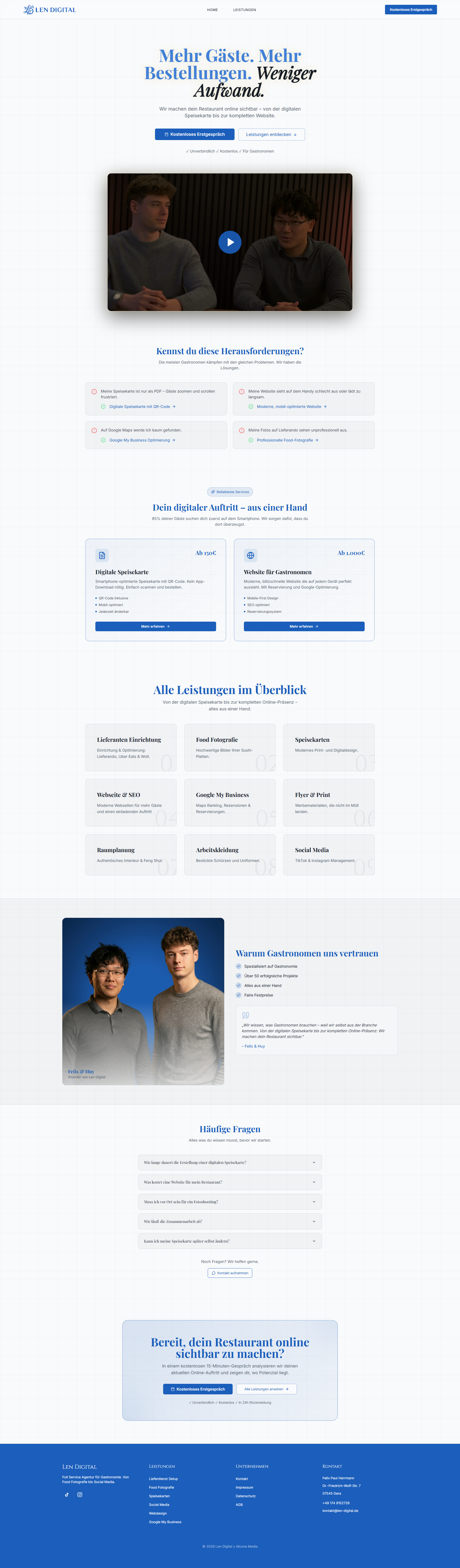 Len Digital Gastronomie-Marketing Webseite von Akuma Media Gera