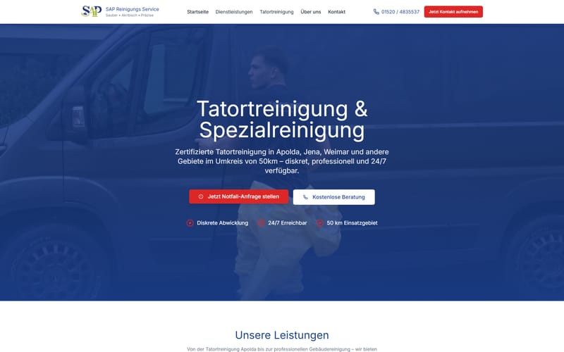 Website von SAP Gebäudereinigung in Apolda