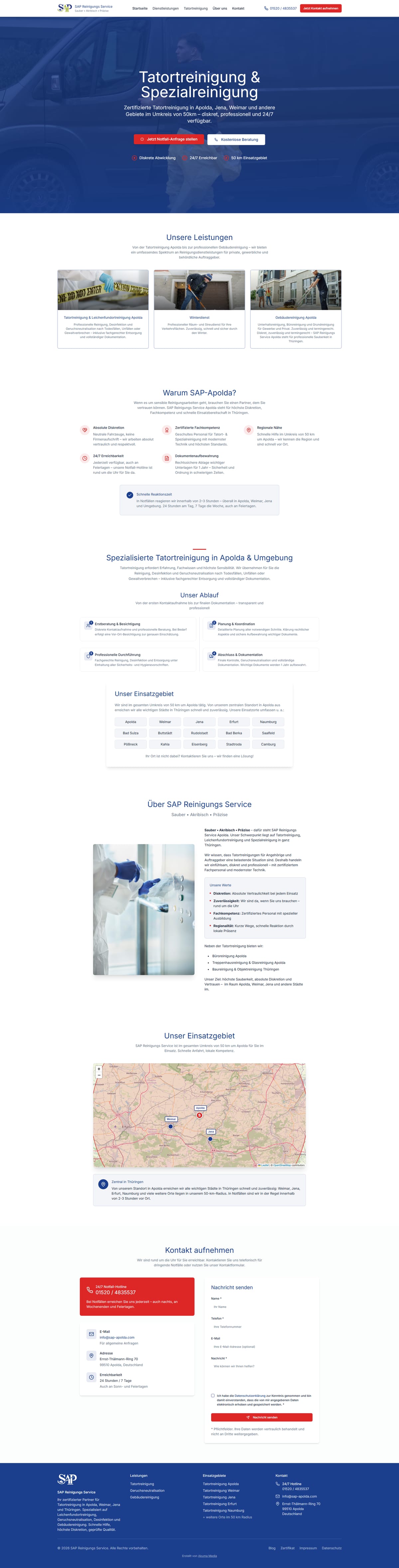 Neue Website von SAP Gebäudereinigung Apolda nach dem Relaunch